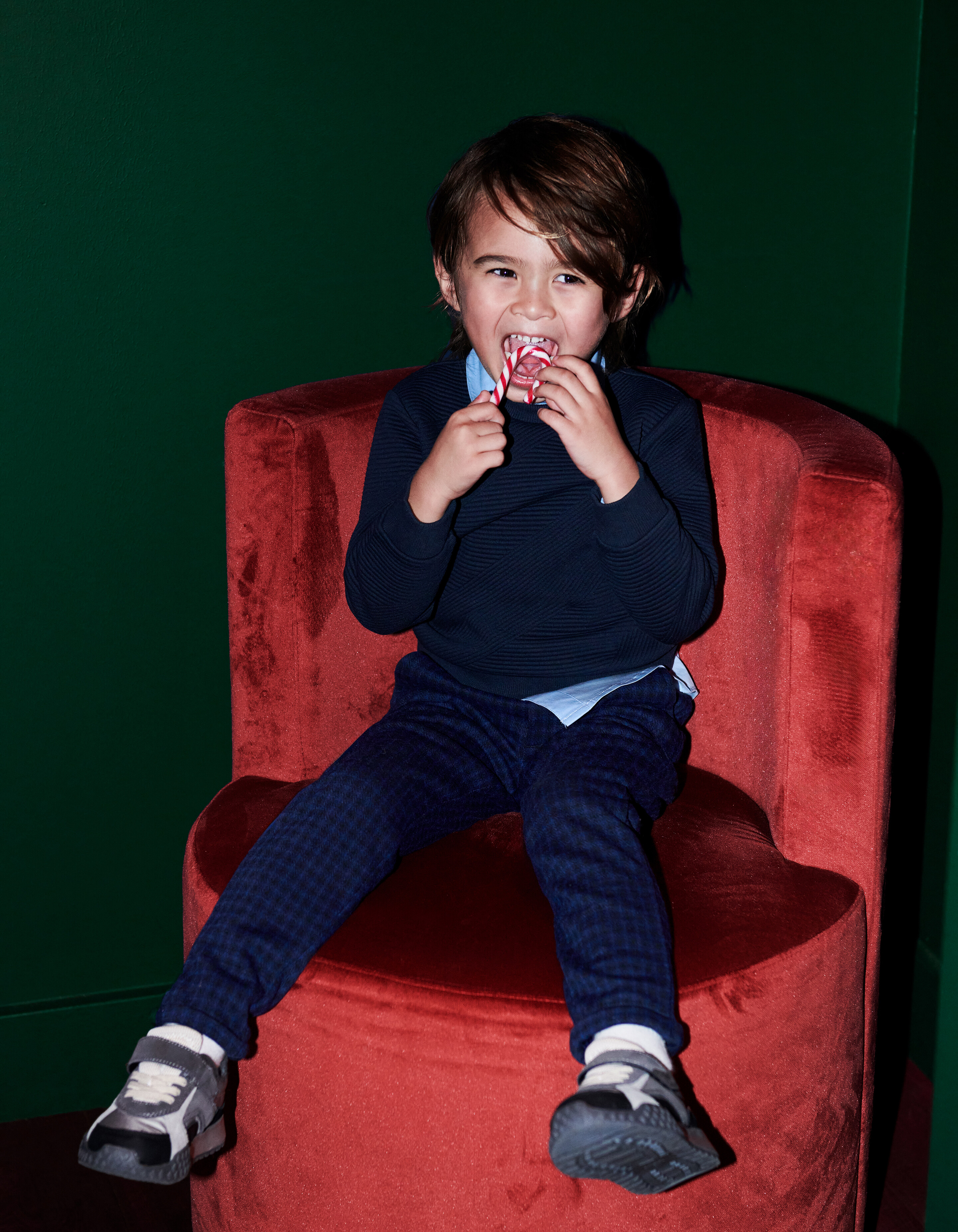Structuur Sweater Donkerblauw SHOEBY BOYS