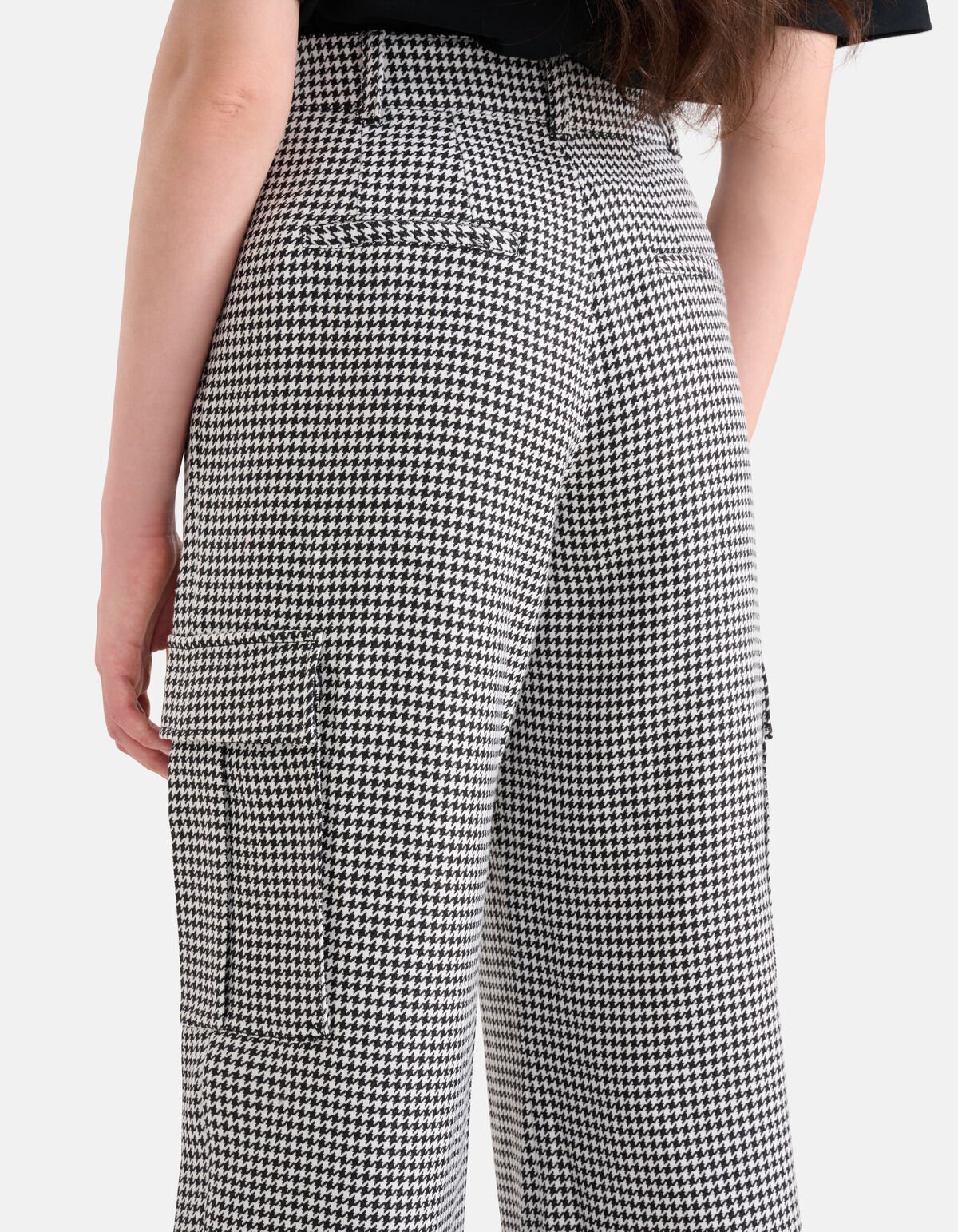 Pied-De-Poule Cargo Broek Zwart/Wit SHOEBY WOMEN