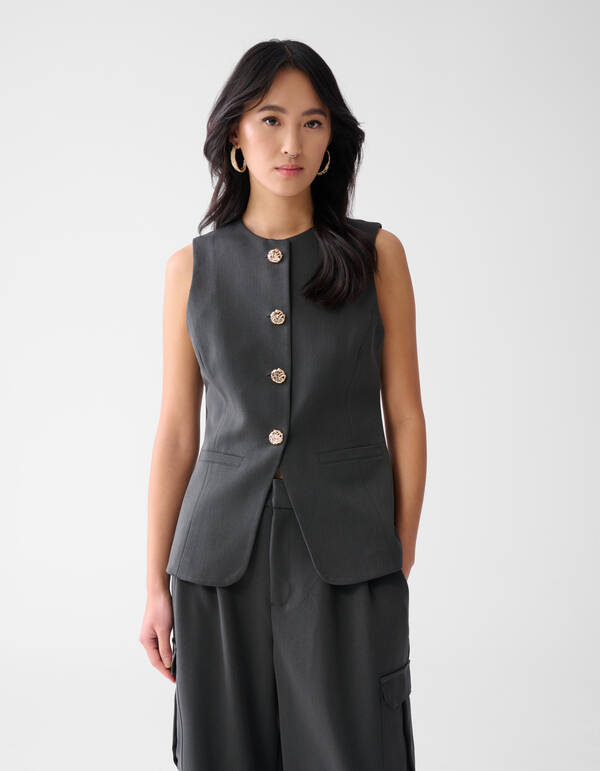 Knopen Gilet Grijs SHOEBY WOMEN