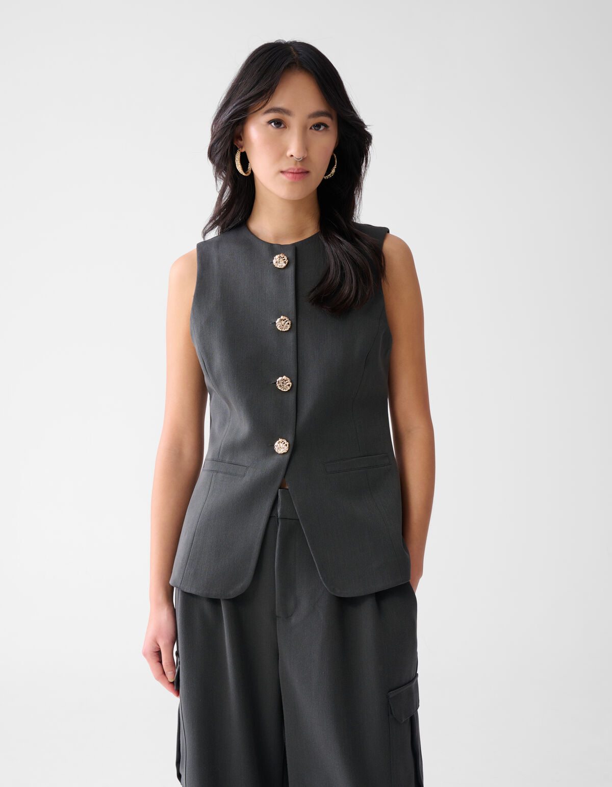 Knopen Gilet Grijs SHOEBY WOMEN