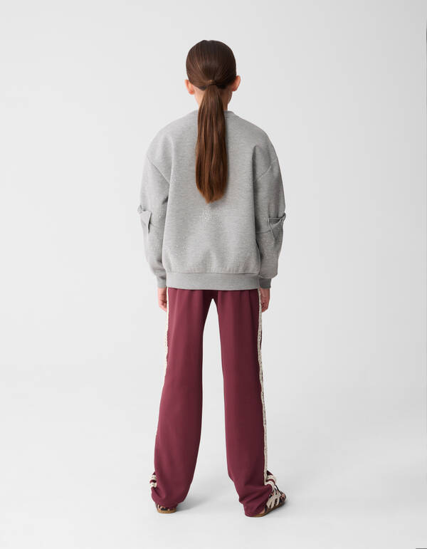 Sporty Wide Leg Broek Donkerrood SHOEBY GIRLS