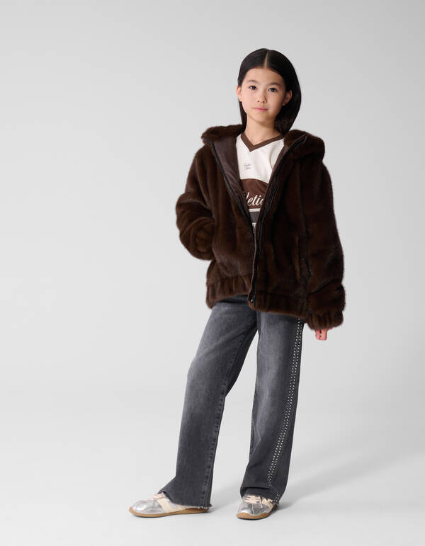 Fake Fur Jas Donkerbruin SHOEBY GIRLS