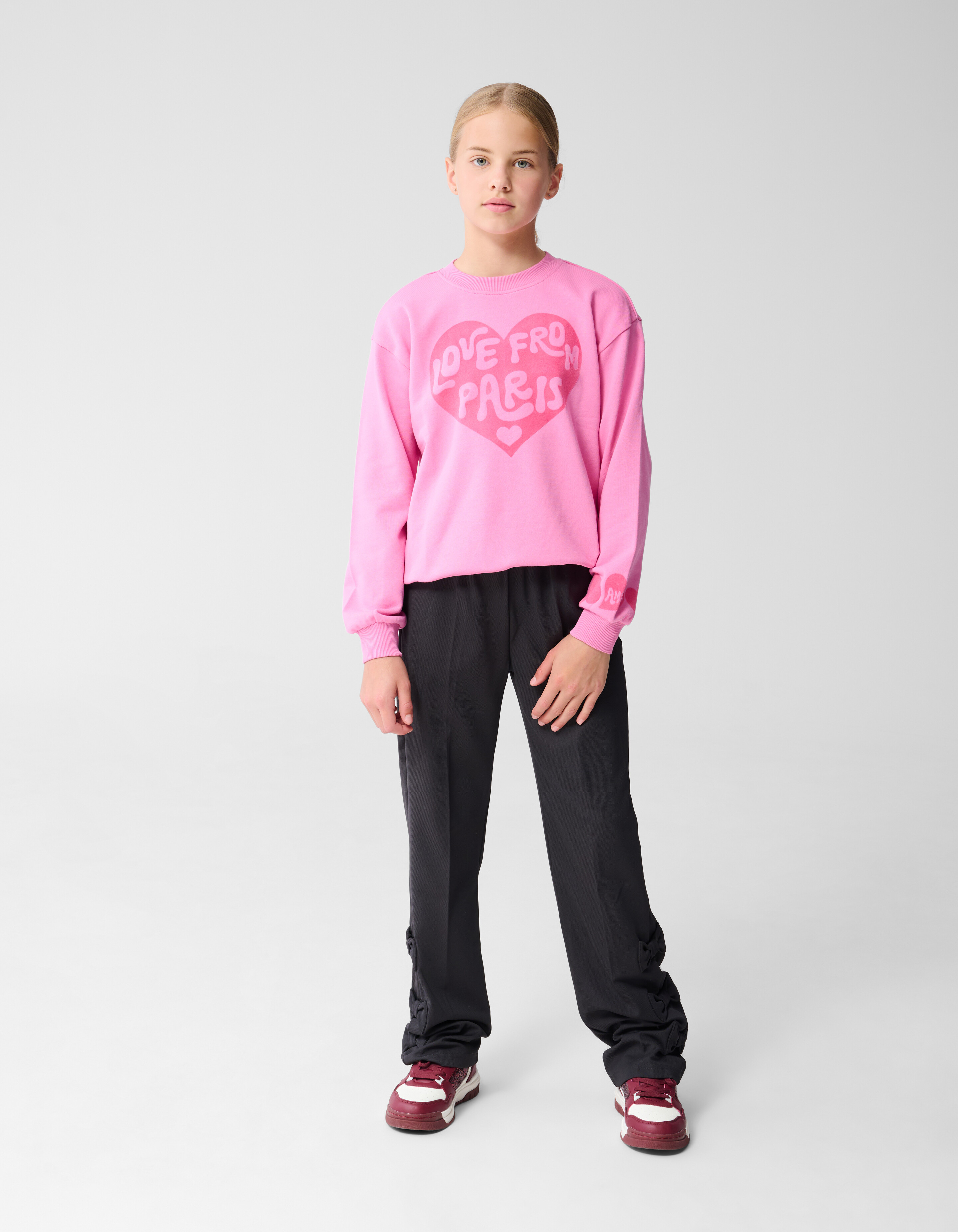 Sporty Strik Wide Leg Broek Donkergrijs SHOEBY GIRLS