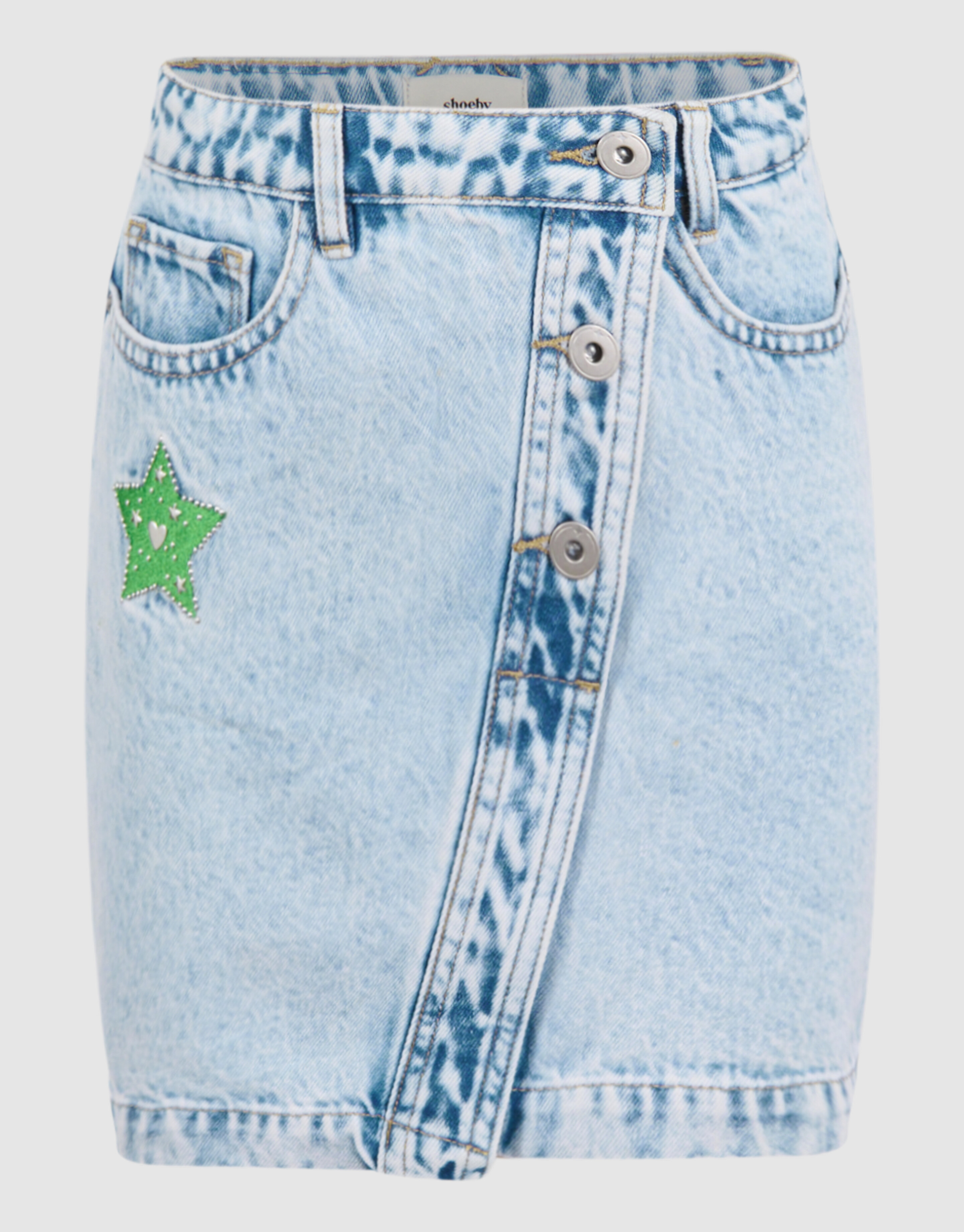 Embroidery Denim Rok Blauw SHOEBY GIRLS