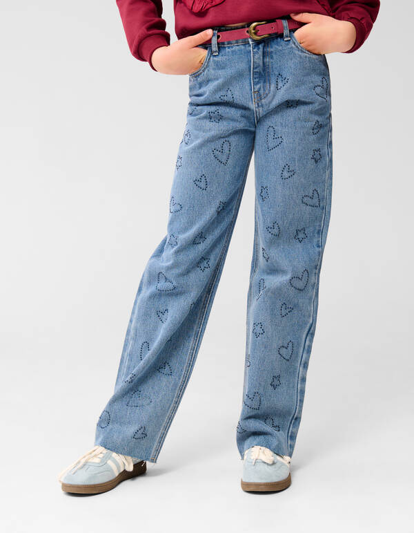 Strass Straight Fit Jeans Donkerblauw SHOEBY GIRLS