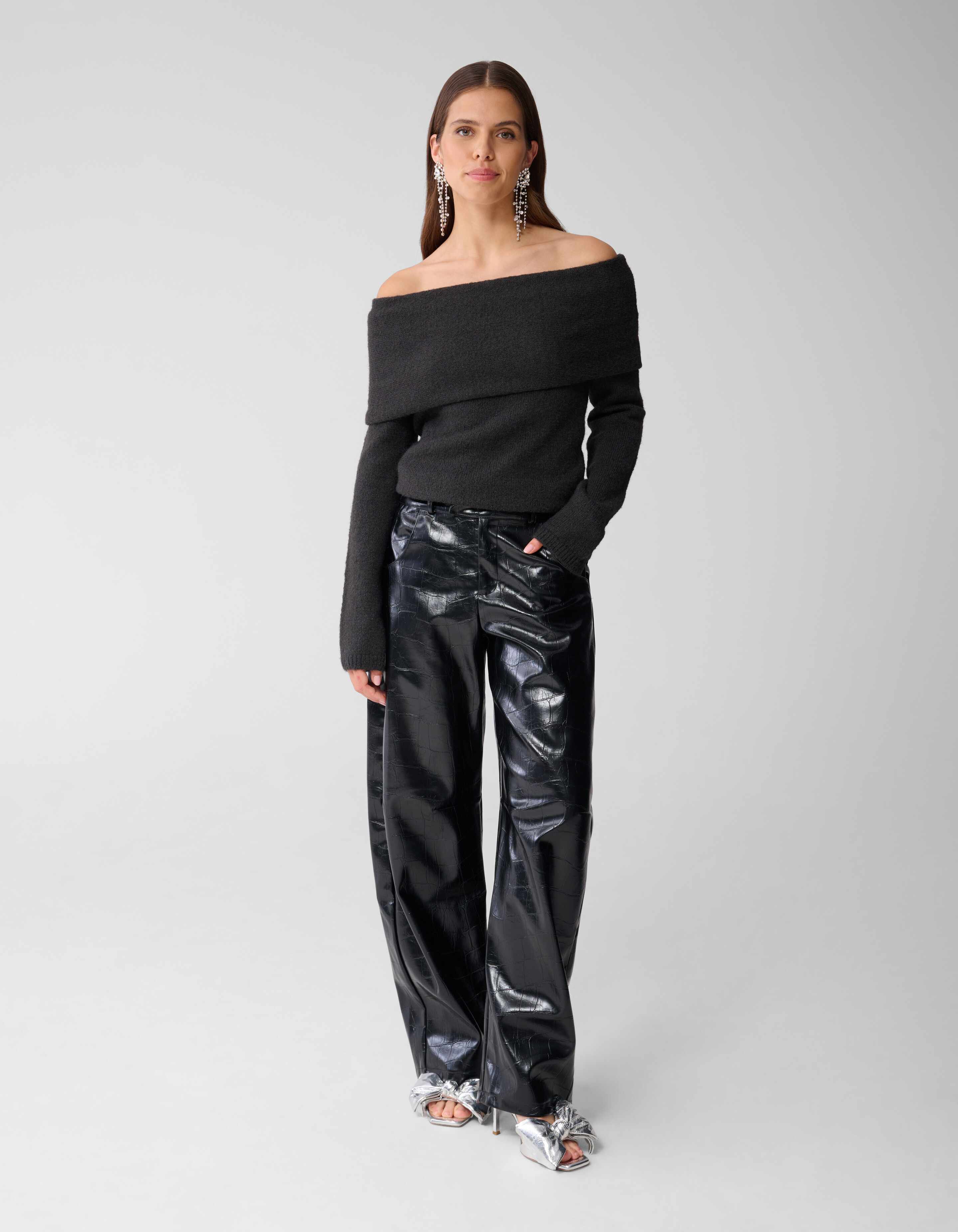 Off Shoulder Trui Donkergrijs SHOEBY WOMEN