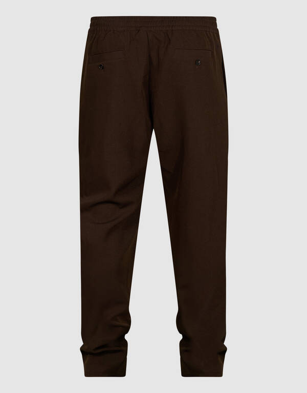 Twill Pintuck Broek Donkerbruin SHOEBY MEN