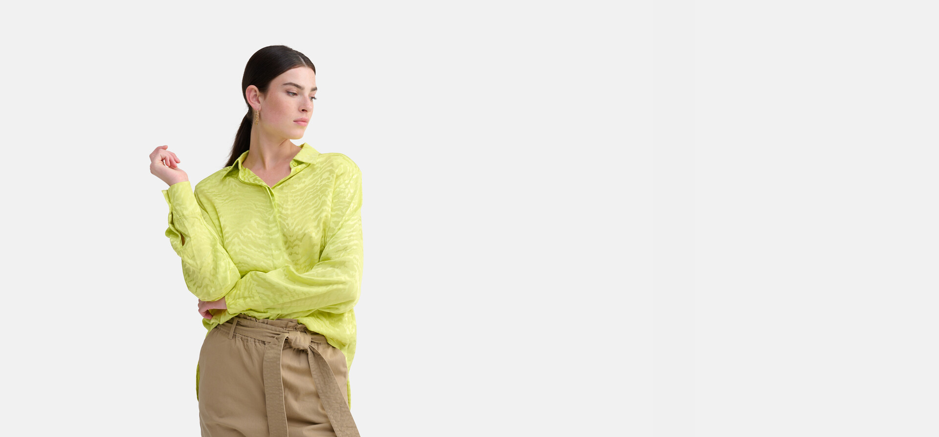 Jacquard Blouse Limoen Groen SHOEBY WOMEN