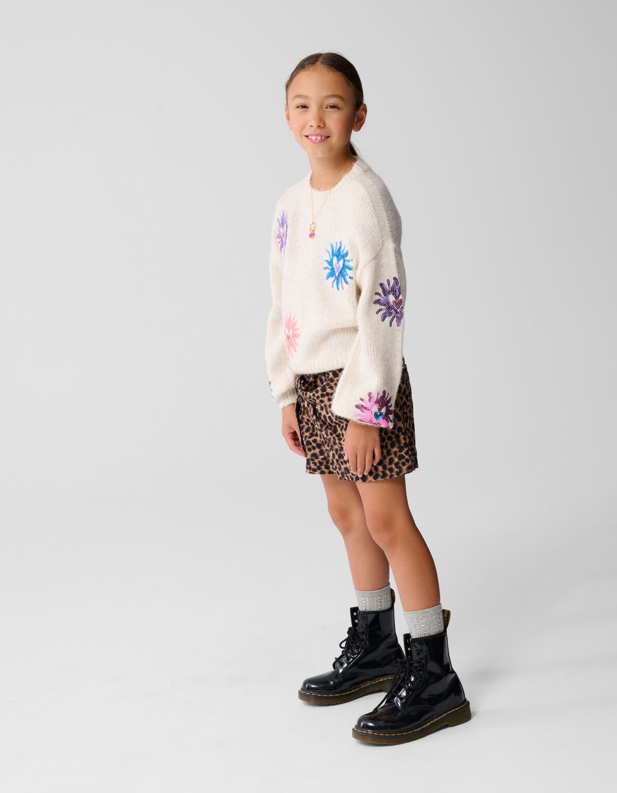 Sequin Gebreide Trui Gebroken Wit SHOEBY GIRLS