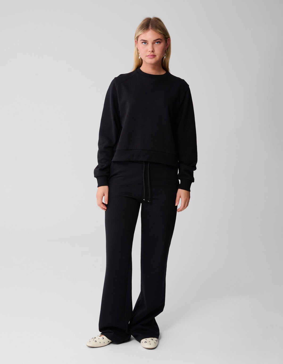 Wide Leg Jogger Broek Zwart SHOEBY WOMEN