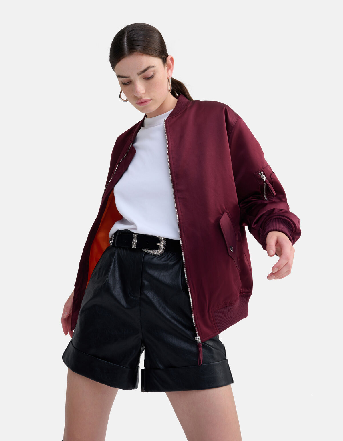 Satijnen Bomberjack Donkerrood SHOEBY WOMEN