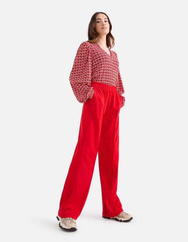 Basis Wide Leg Broek Rood SHOEBY WOMEN
