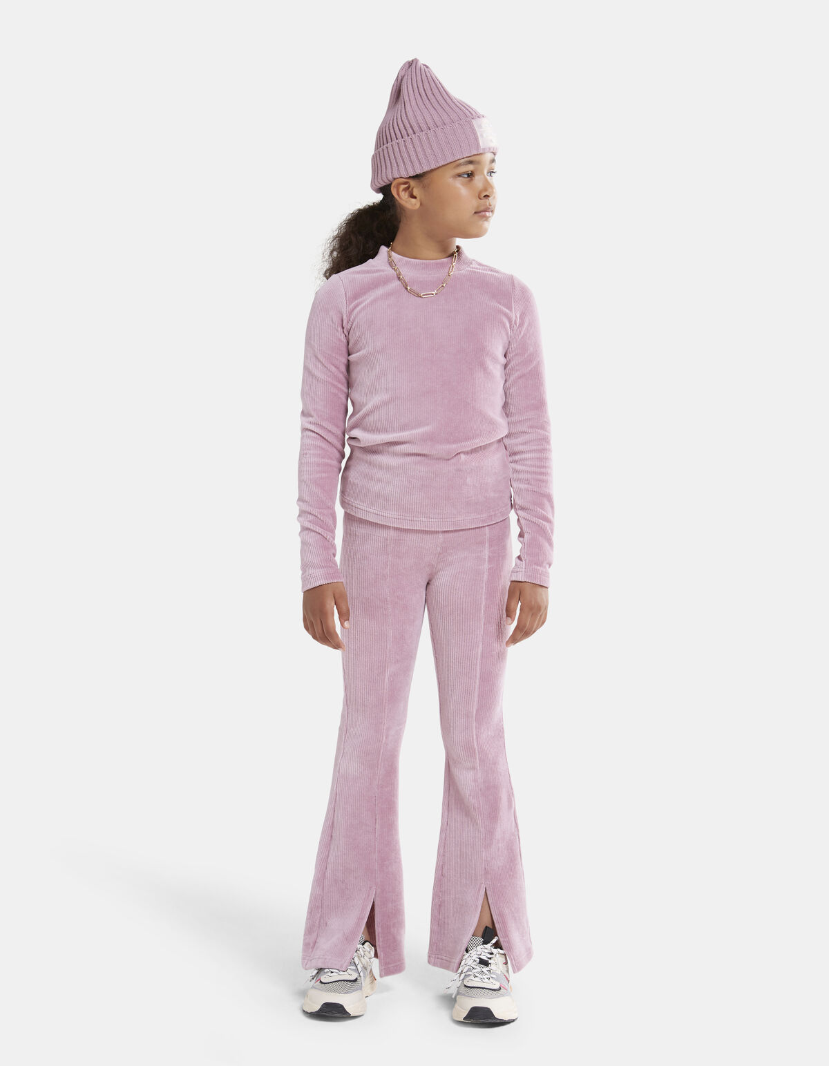 Ribstof Split Broek Roze SHOEBY GIRLS