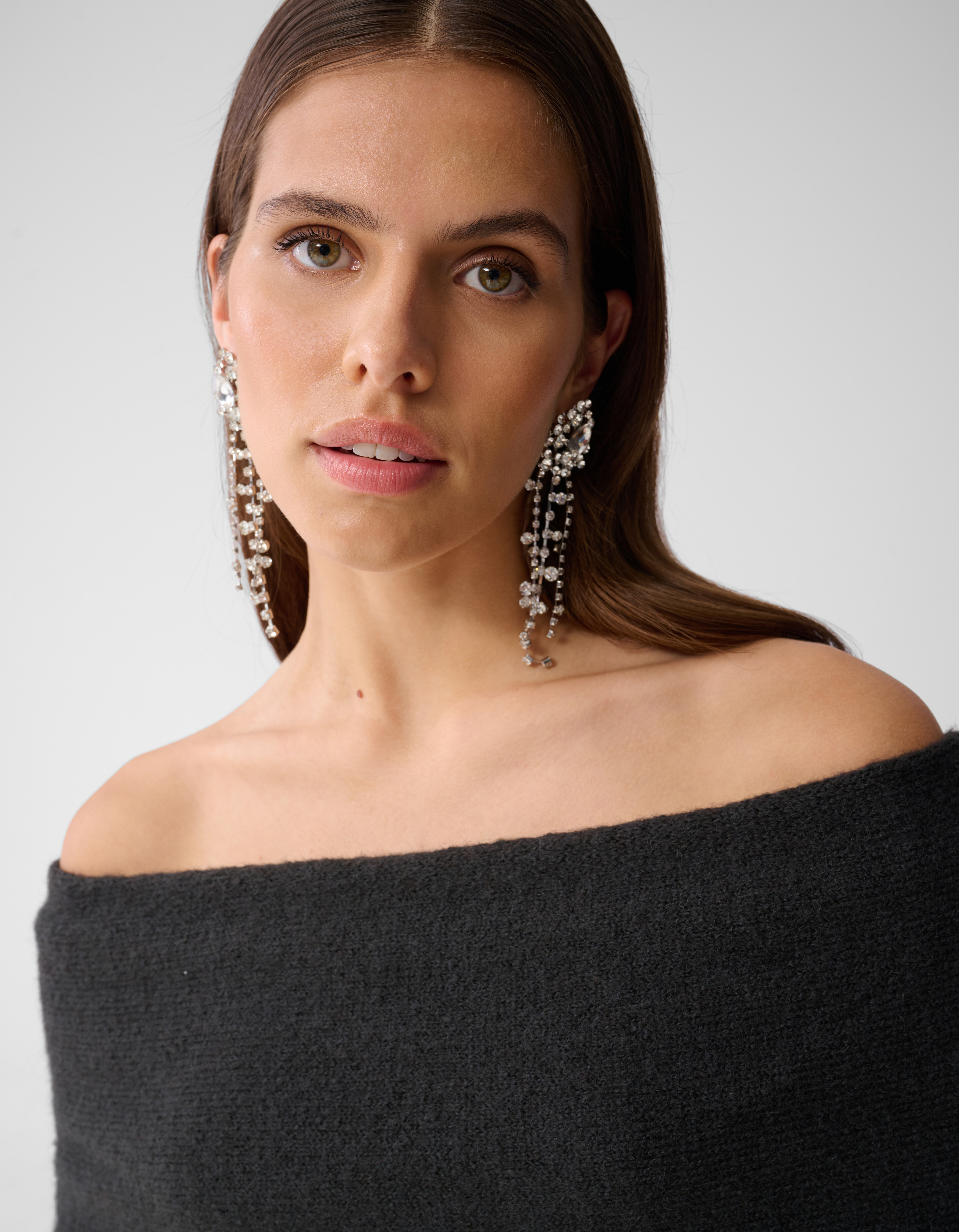 Off Shoulder Trui Donkergrijs SHOEBY WOMEN