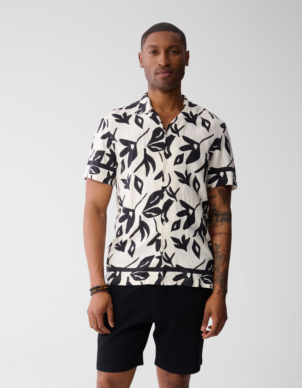 Linnen Bloemen Shirt Gebroken Wit SHOEBY MEN