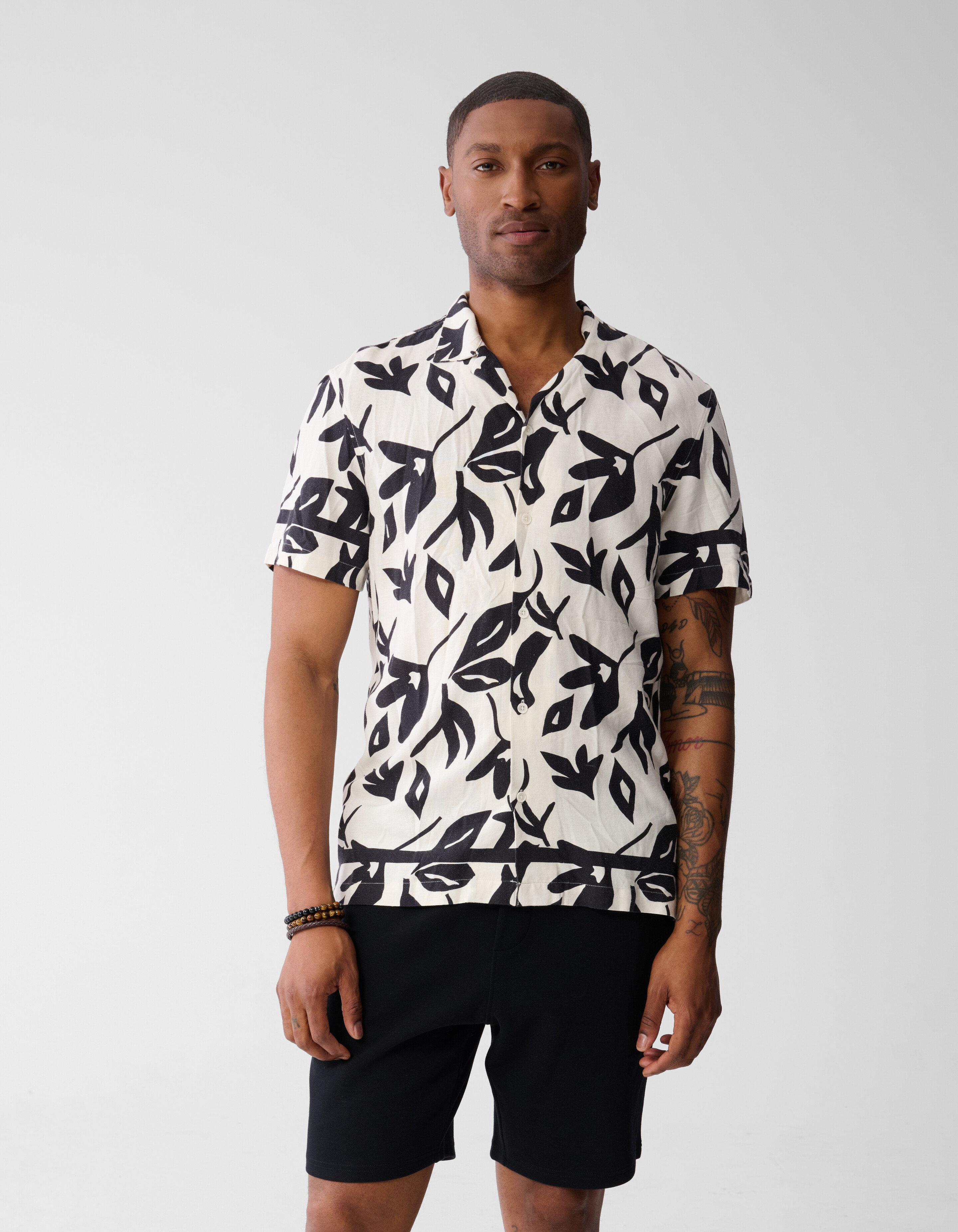Linnen Bloemen Shirt Gebroken Wit SHOEBY MEN