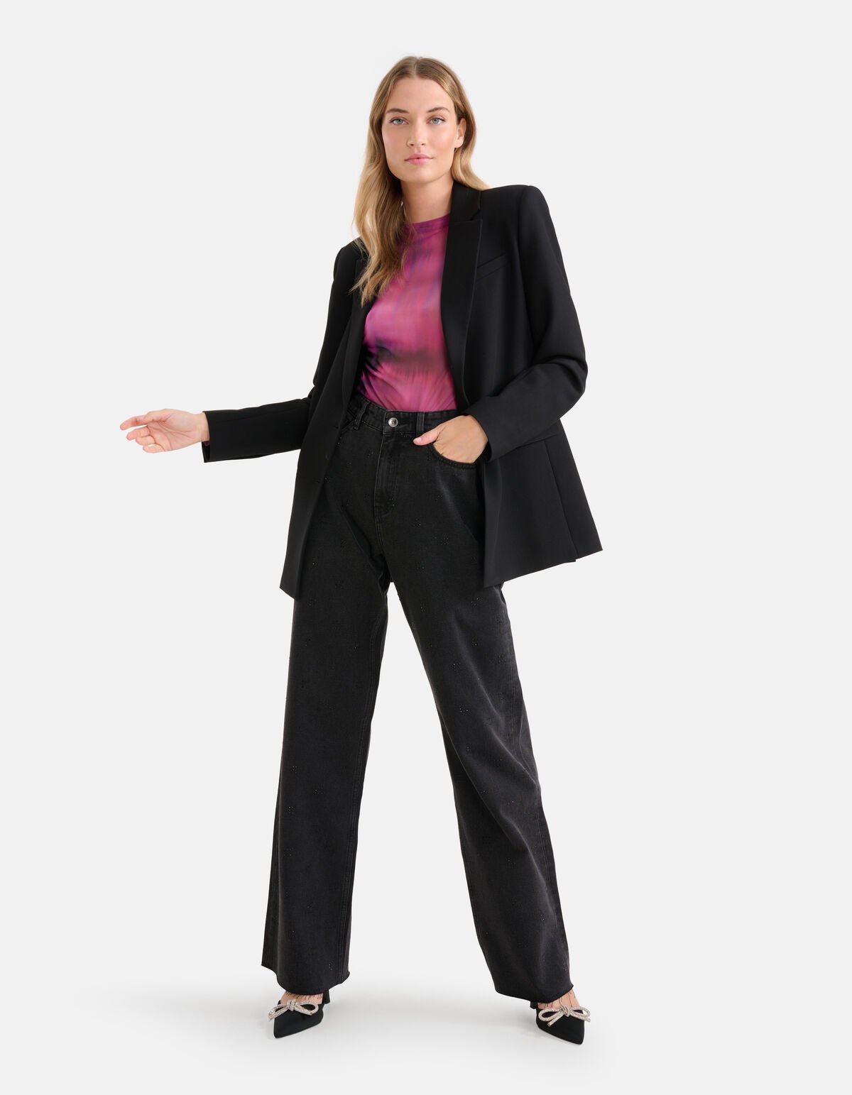 Strass Wide Leg Jeans Zwart SHOEBY WOMEN