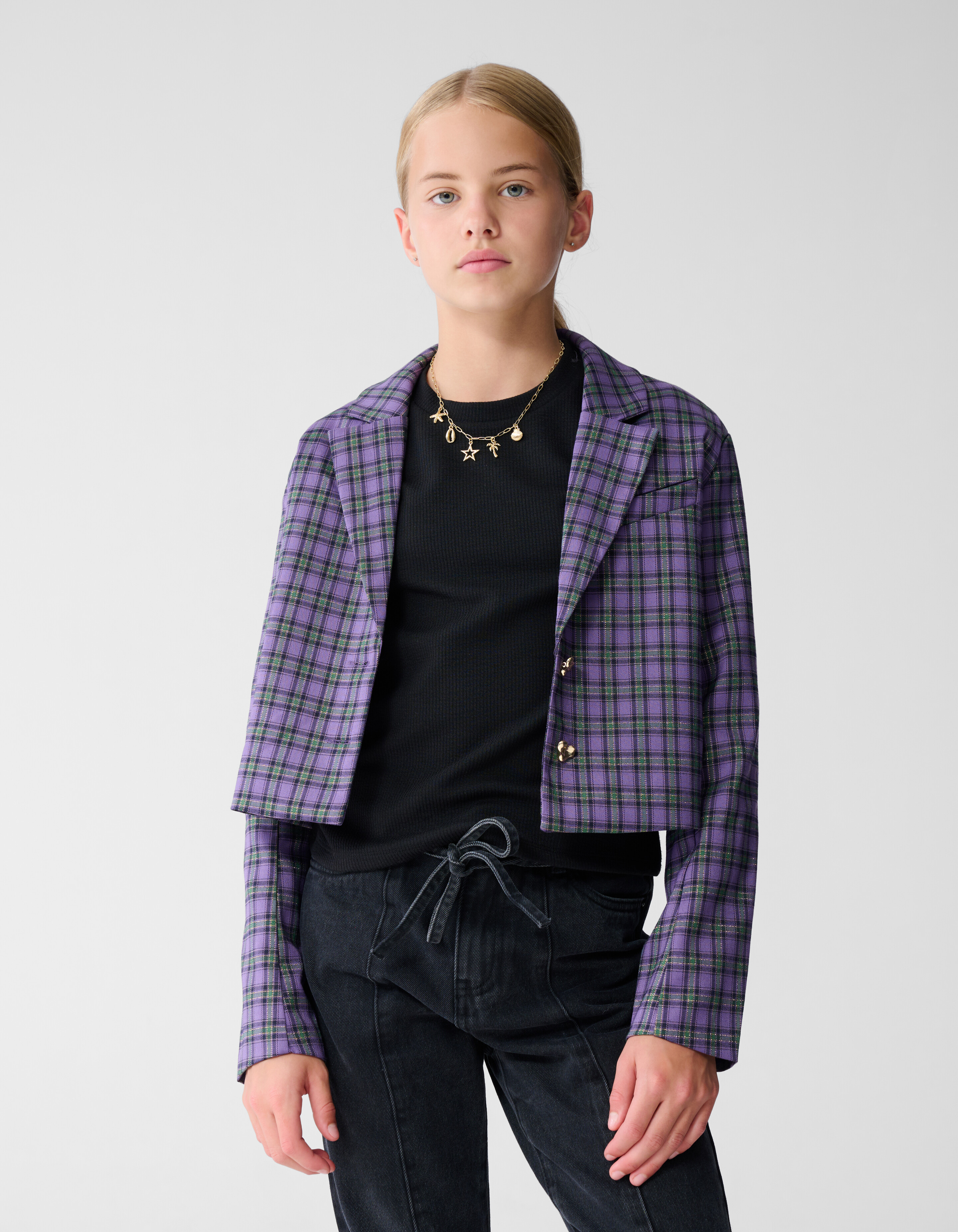Cropped Ruiten Blazer Paars SHOEBY GIRLS