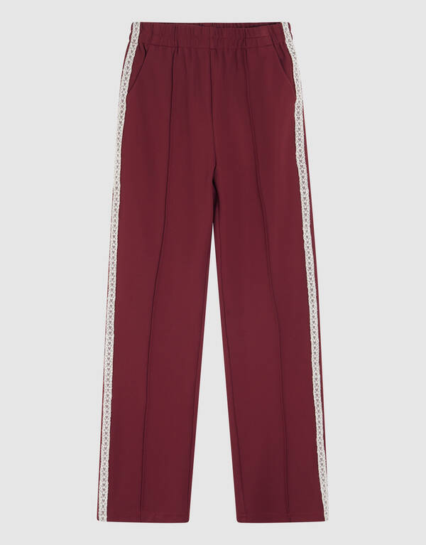 Sporty Wide Leg Broek Donkerrood SHOEBY GIRLS