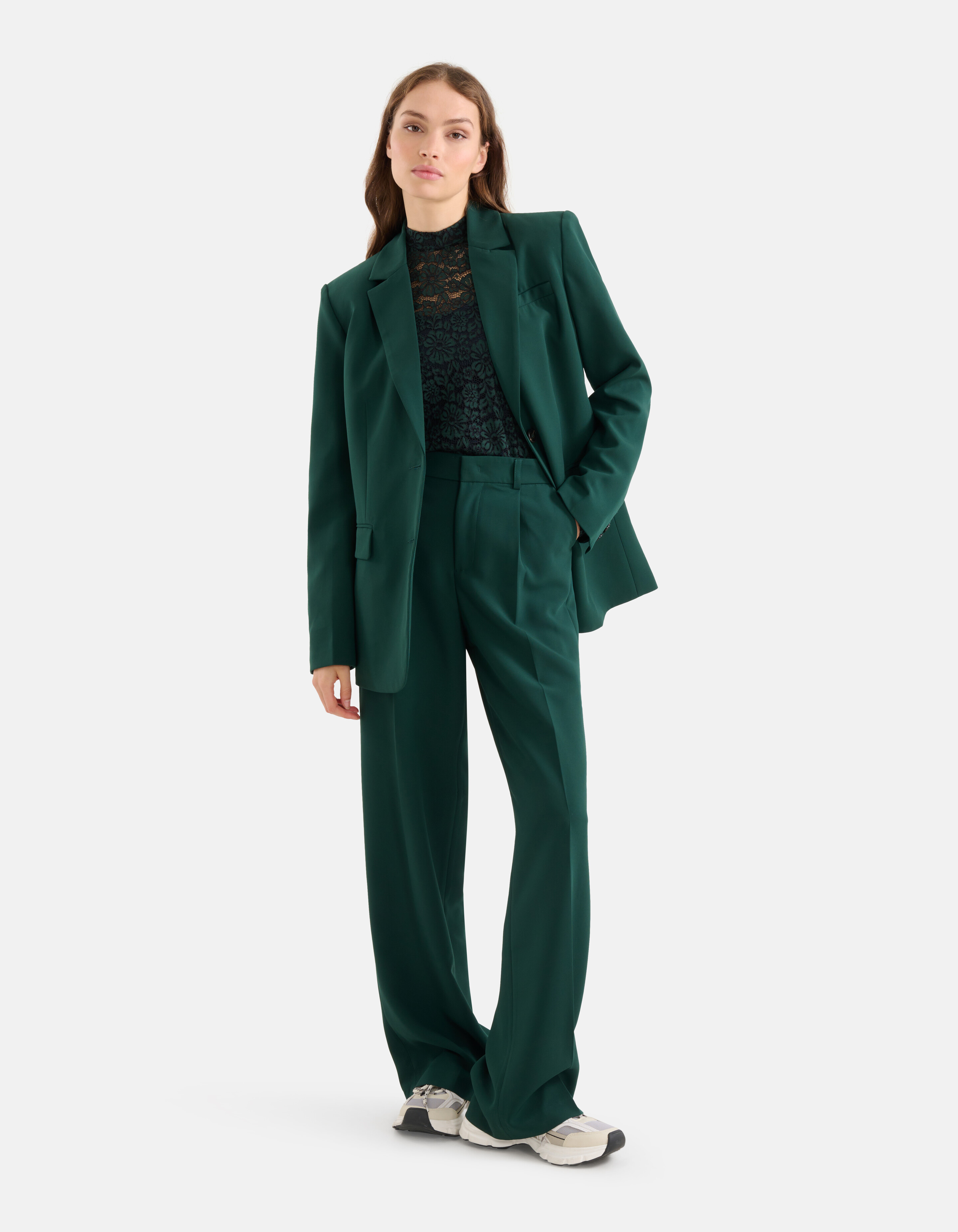Straight Fit Pantalon Donkergroen SHOEBY WOMEN