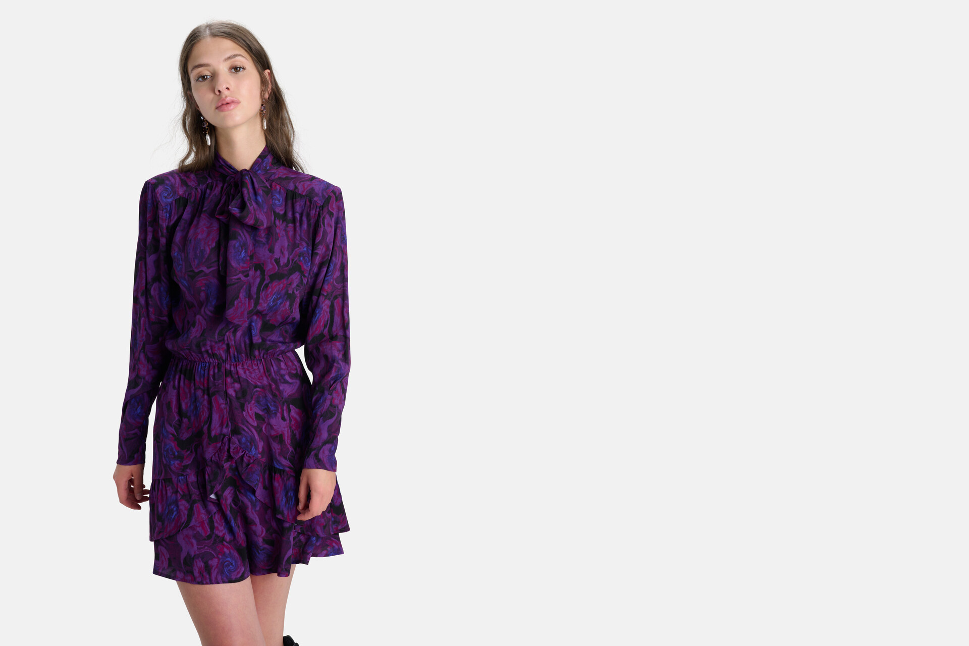 Bloemenprint Strik Jurk Paars SHOEBY WOMEN