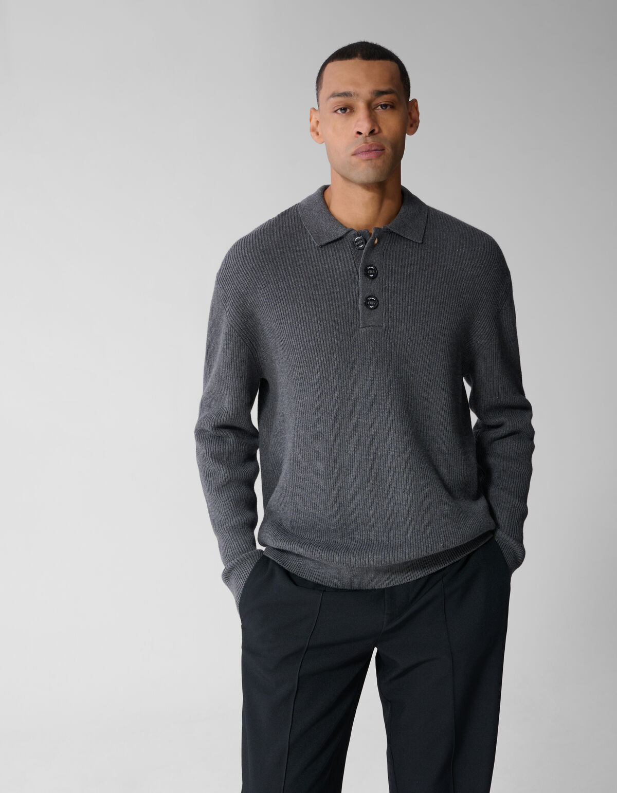 Heavy Gebreide Polo Grijs SHOEBY MEN