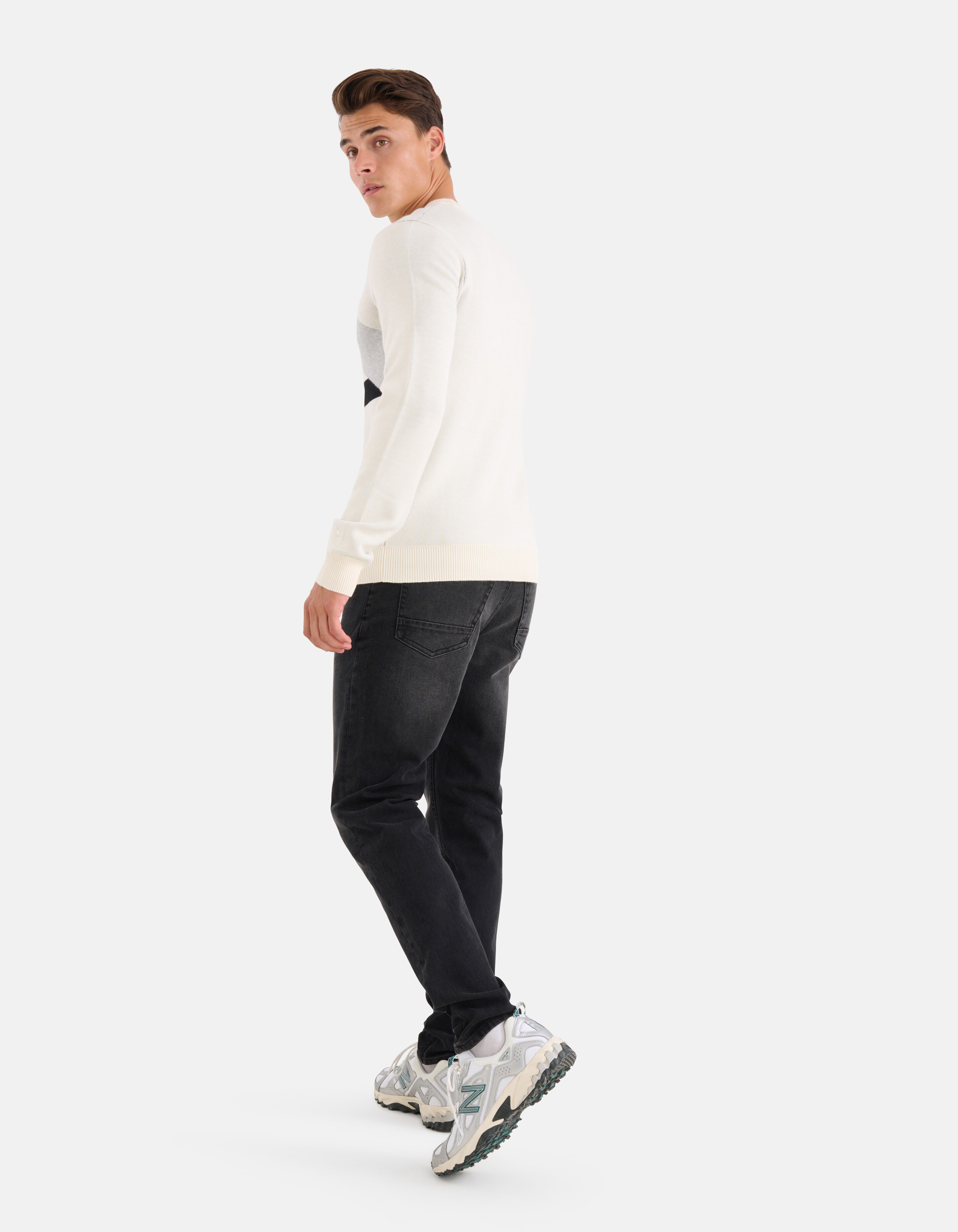 Grafische Jacquard Trui Gebroken Wit SHOEBY MEN