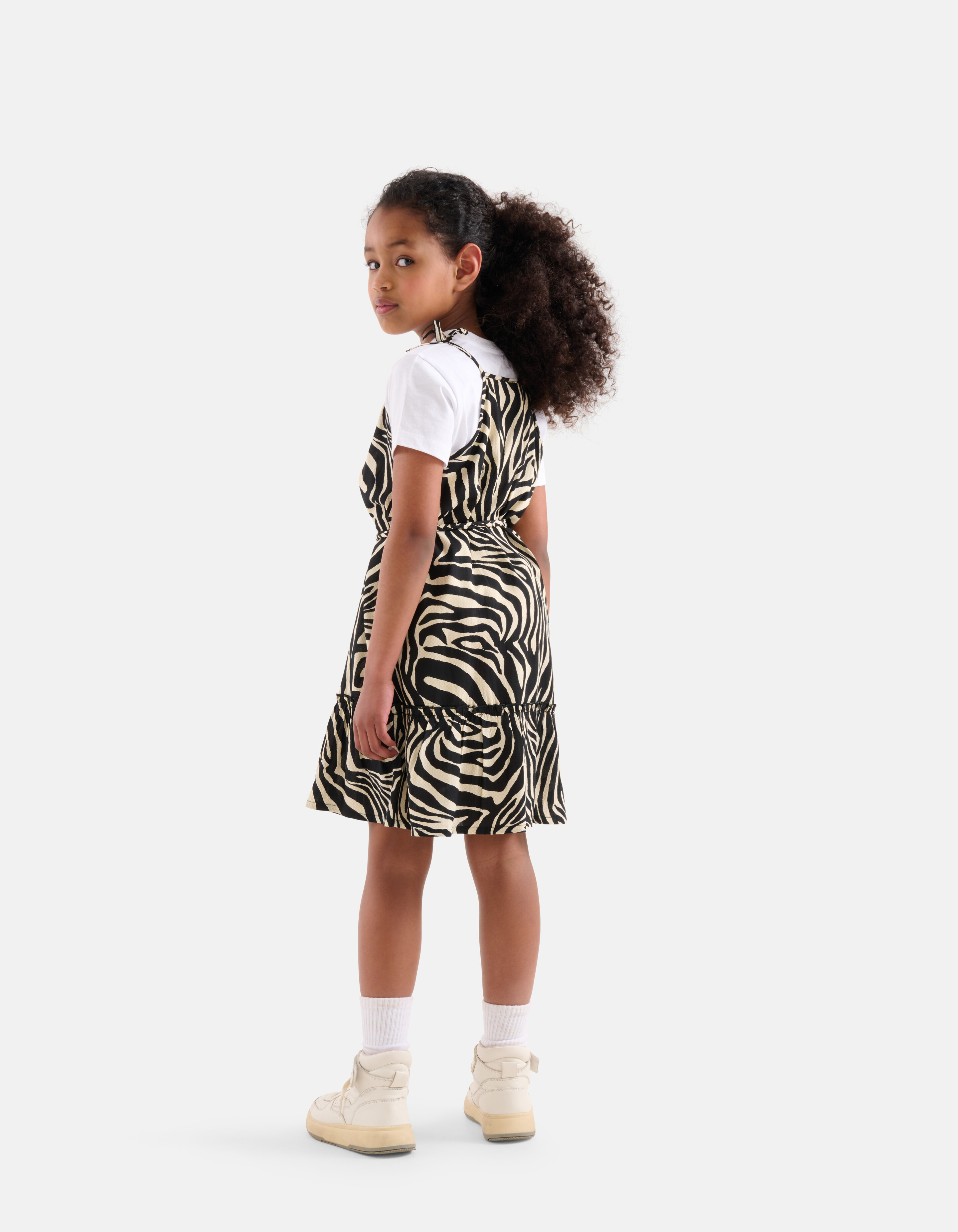 Zebra Jurk Zwart/Gebroken Wit SHOEBY GIRLS
