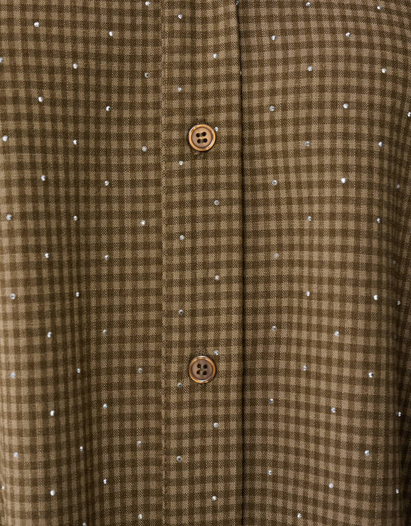 Oversized Ruiten Strass Blouse Bruin SHOEBY WOMEN