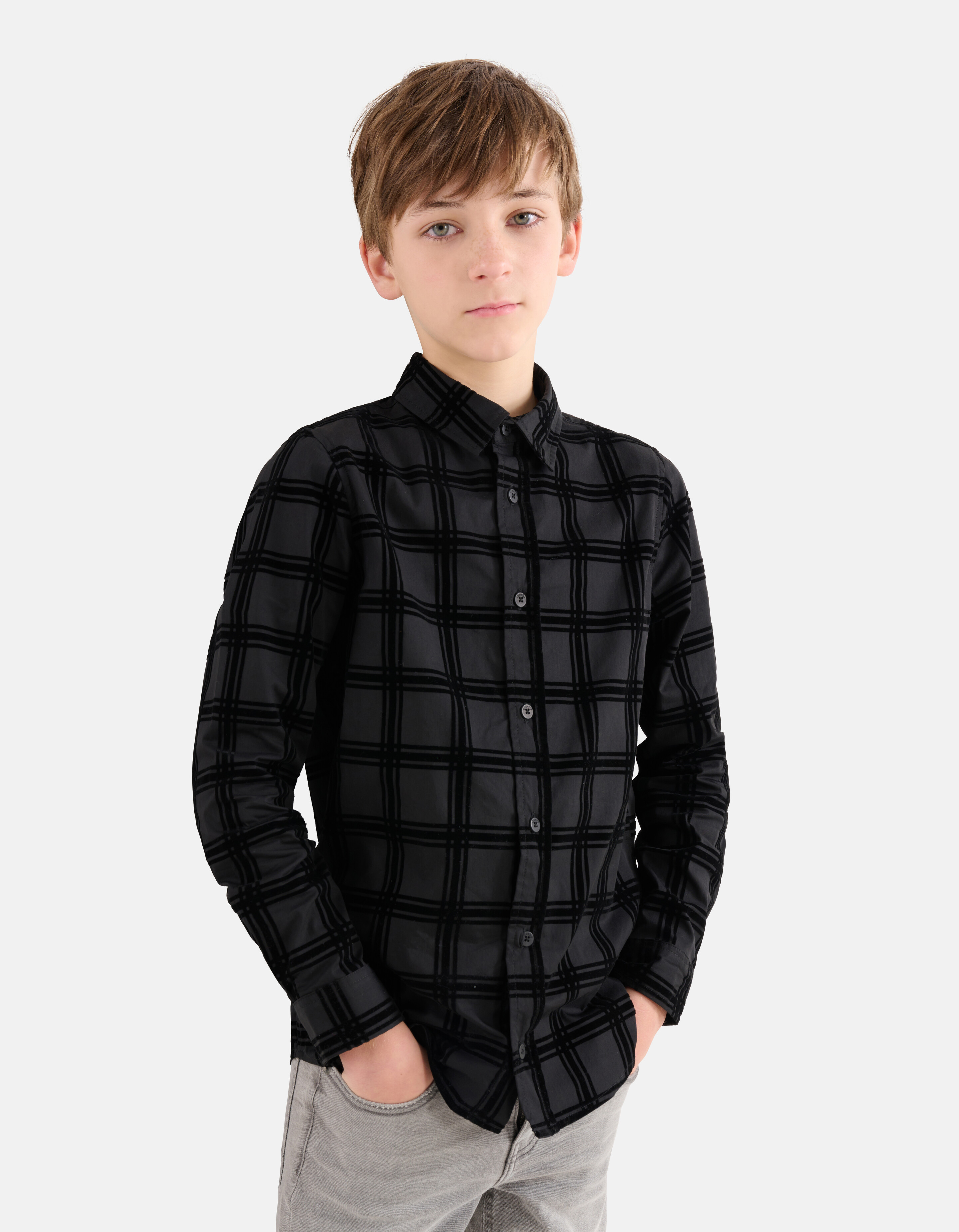 Flock Overhemd Zwart SHOEBY BOYS