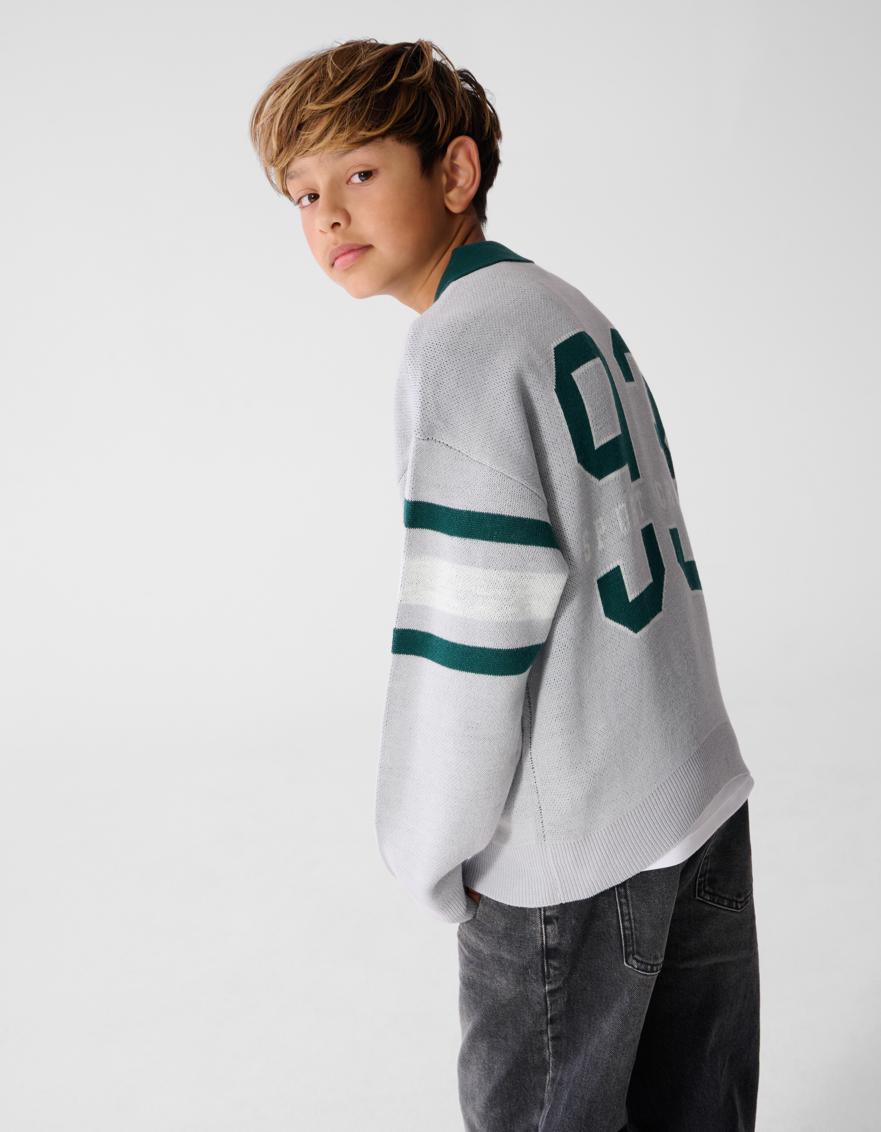 Gestreepte Polo Lichtgrijs SHOEBY BOYS