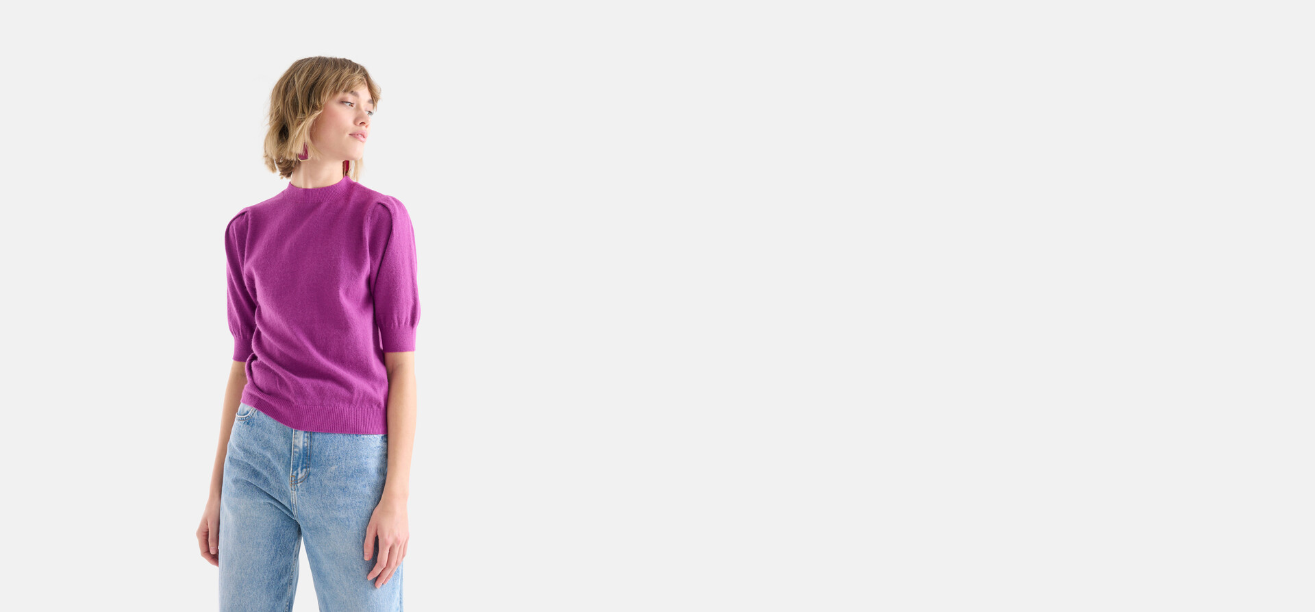 Pofmouwen Top Donkerpaars SHOEBY WOMEN