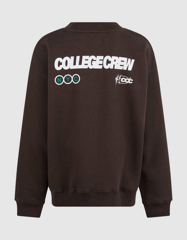 Oversized College Artwork Sweater Donkerbruin SHOEBY BOYS
