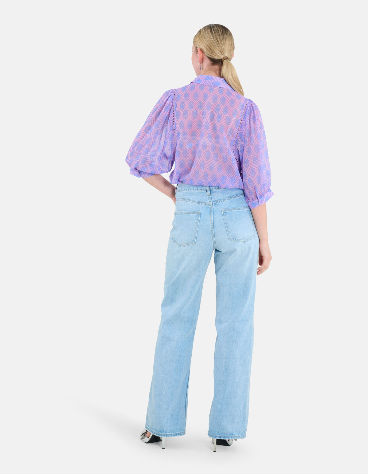 Printed Chiffon Blouse Paars SHOEBY WOMEN