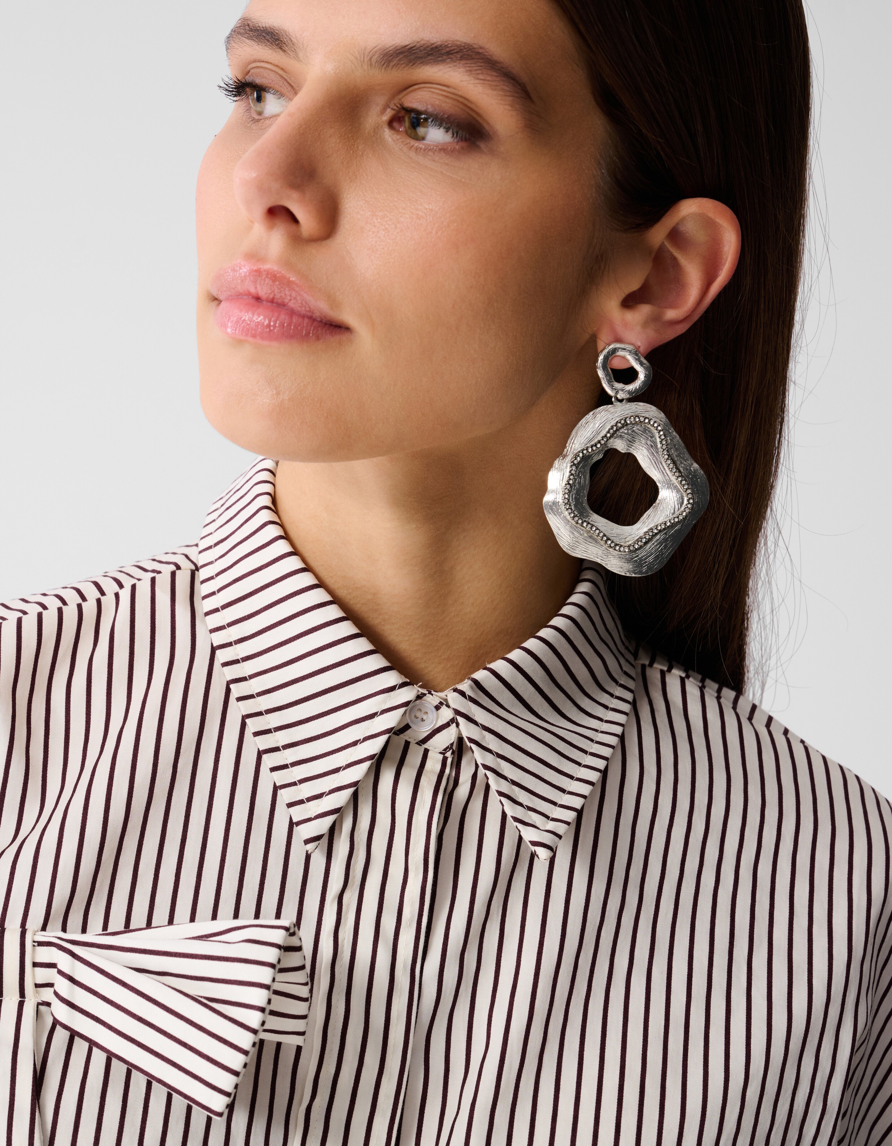 Pinstripe Strik Blouse Wit/Rood SHOEBY WOMEN