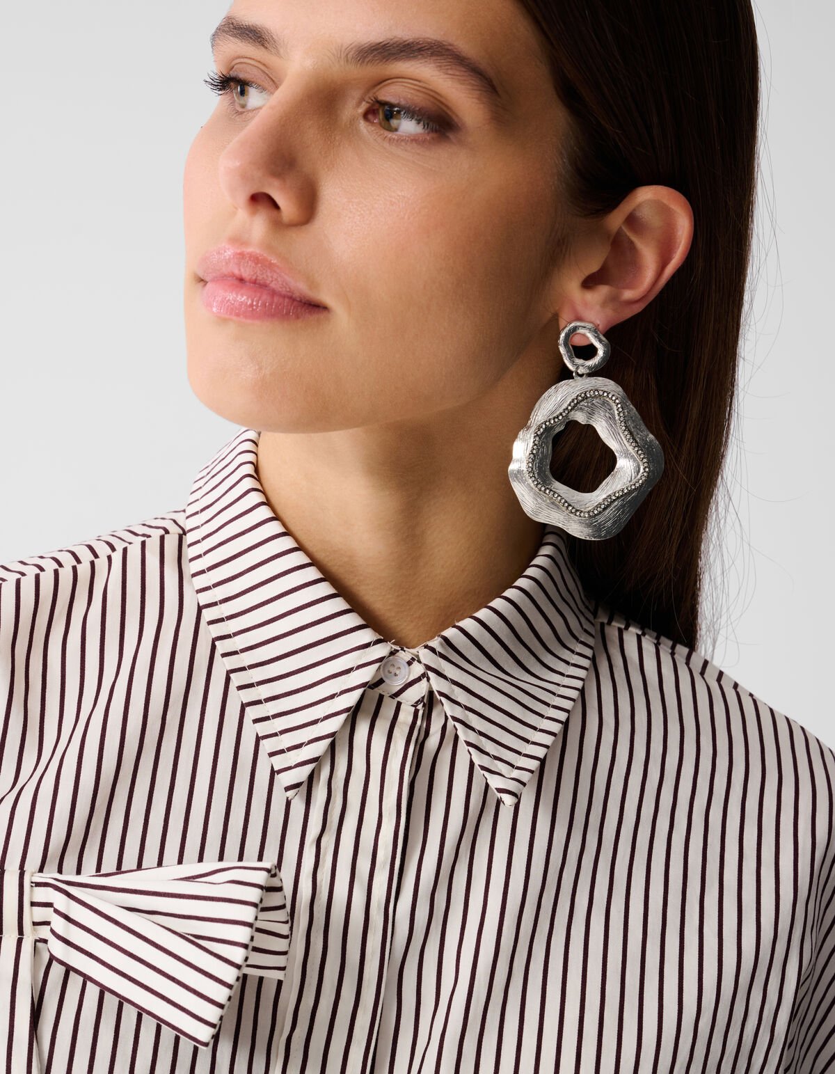 Pinstripe Strik Blouse Wit/Rood SHOEBY WOMEN
