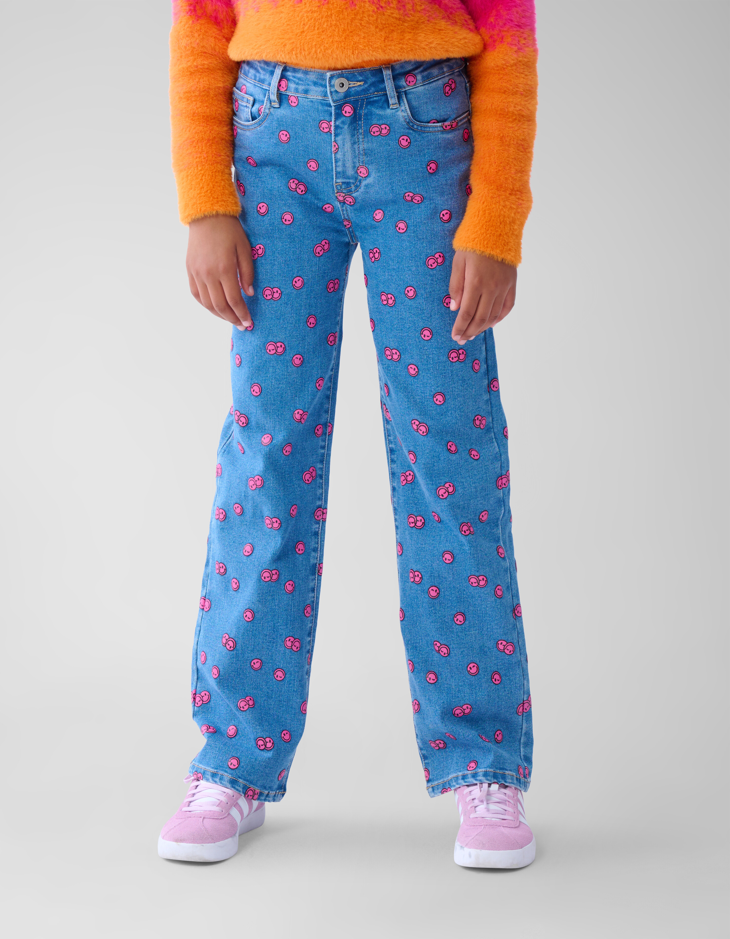 Printed Straight Fit Jeans Blauw SHOEBY GIRLS