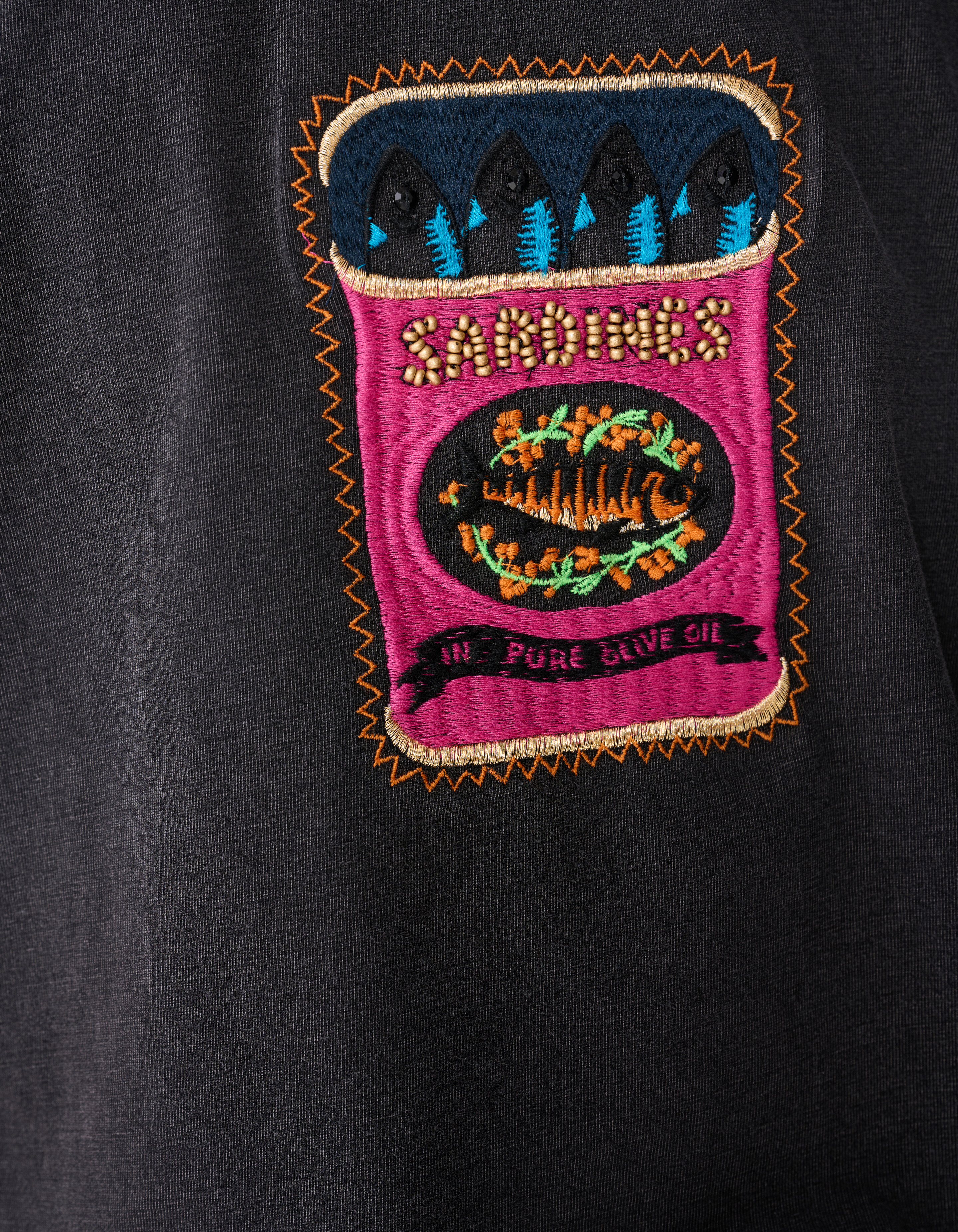 Fish Embroidery T-shirt Donkergrijs SHOEBY GIRLS
