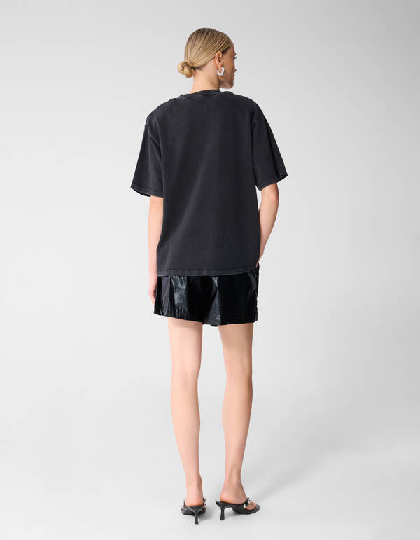 Oversized Embellished T-shirt Donkergrijs SHOEBY WOMEN