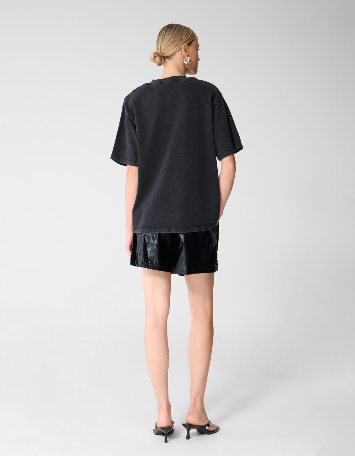 Oversized Embellished T-shirt Donkergrijs SHOEBY WOMEN