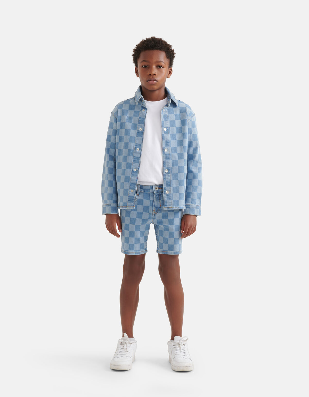 Check Denim Short Mediumstone SHOEBY BOYS