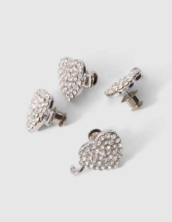 Strass Heart Jeans Pins Zilver SHOEBY ACCESSOIRES