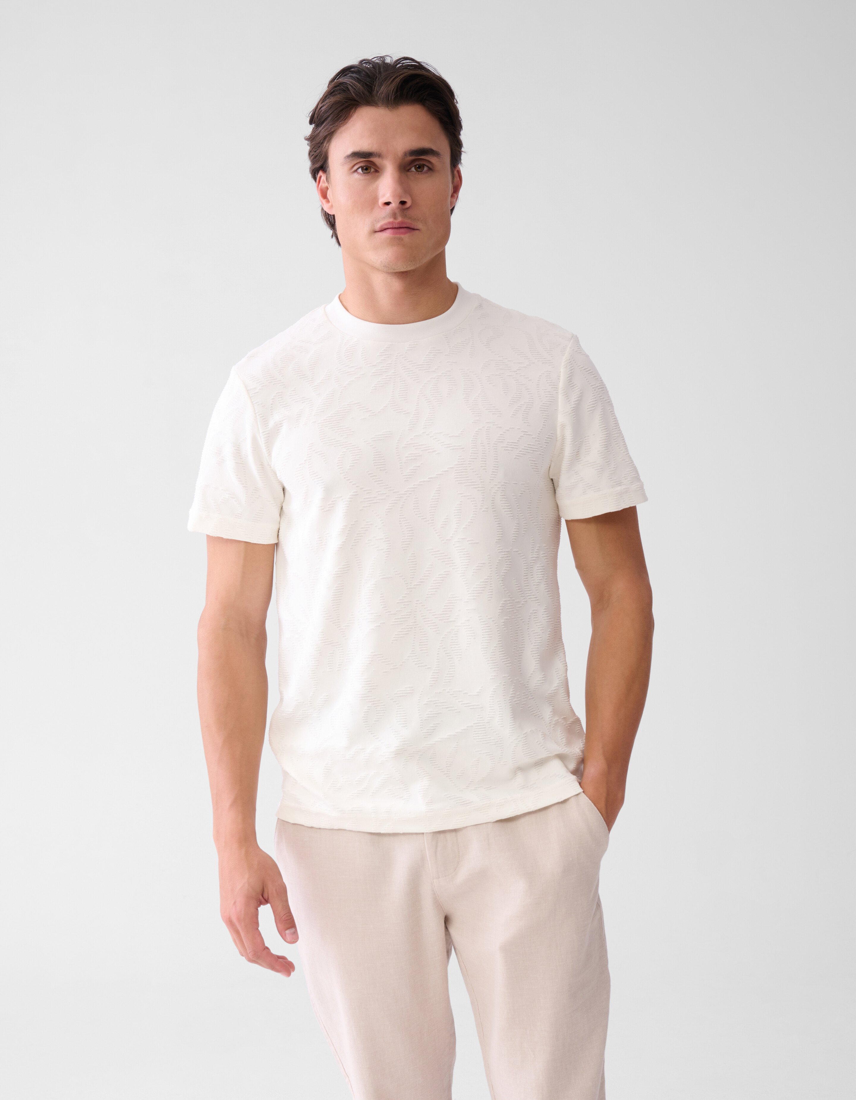 Structuur T-shirt Gebroken Wit SHOEBY MEN