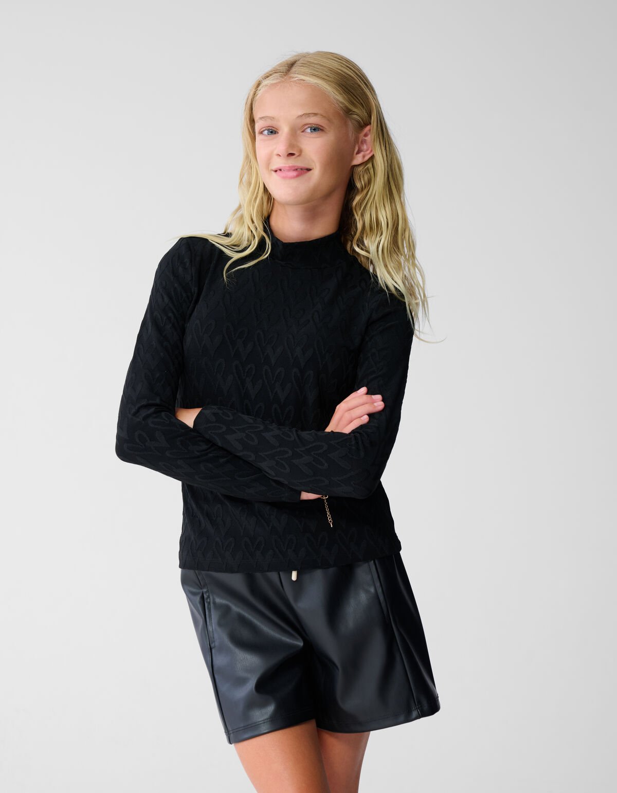 All-Over Heart Top Zwart SHOEBY GIRLS