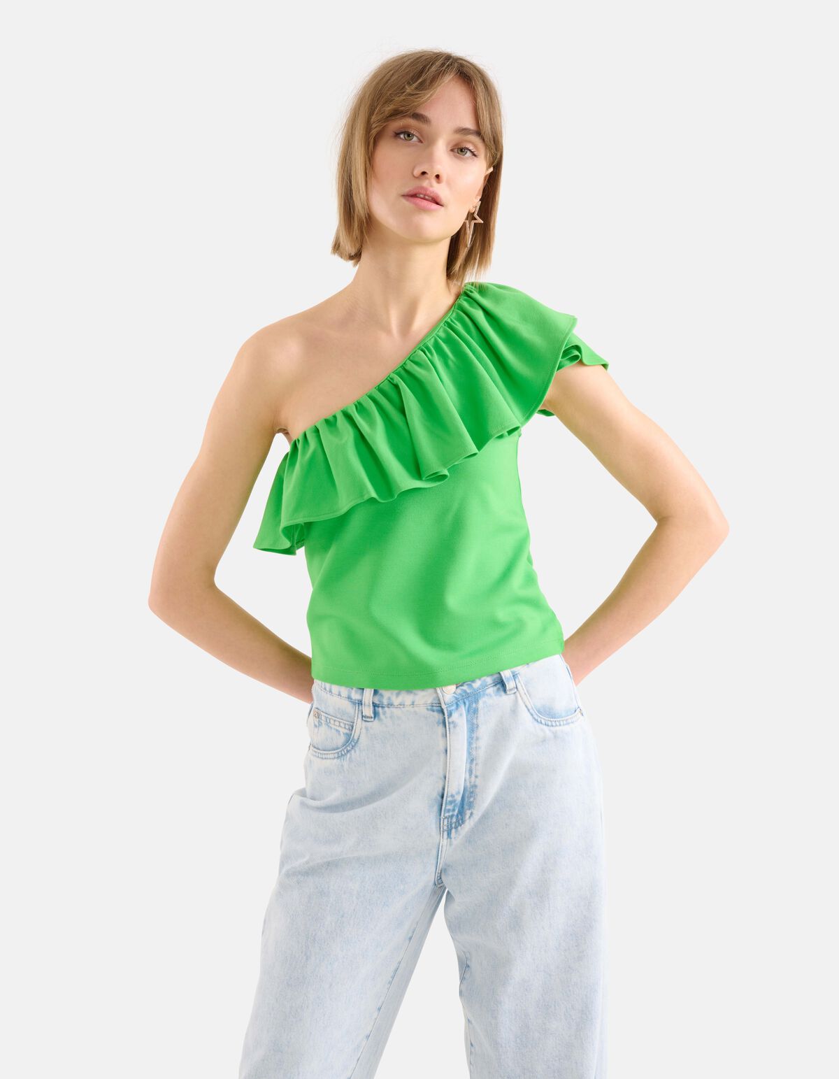 Ruffle Top Groen SHOEBY WOMEN