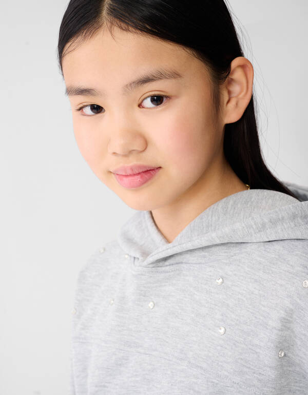 Strass Hoodie Lichtgrijs SHOEBY GIRLS