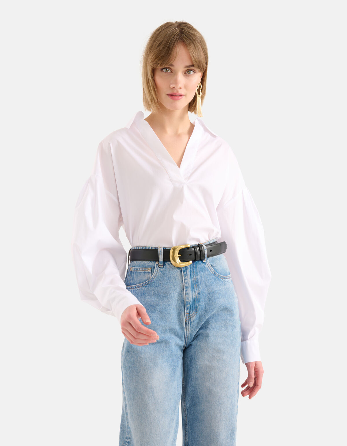 Poplin Blouse Wit SHOEBY WOMEN