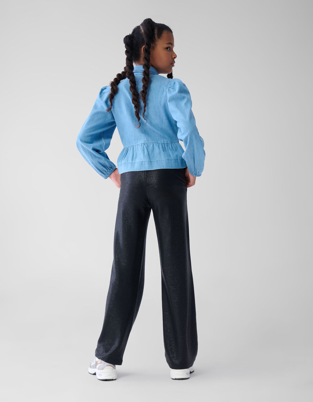 Metallic Wide Leg Broek Zwart SHOEBY GIRLS