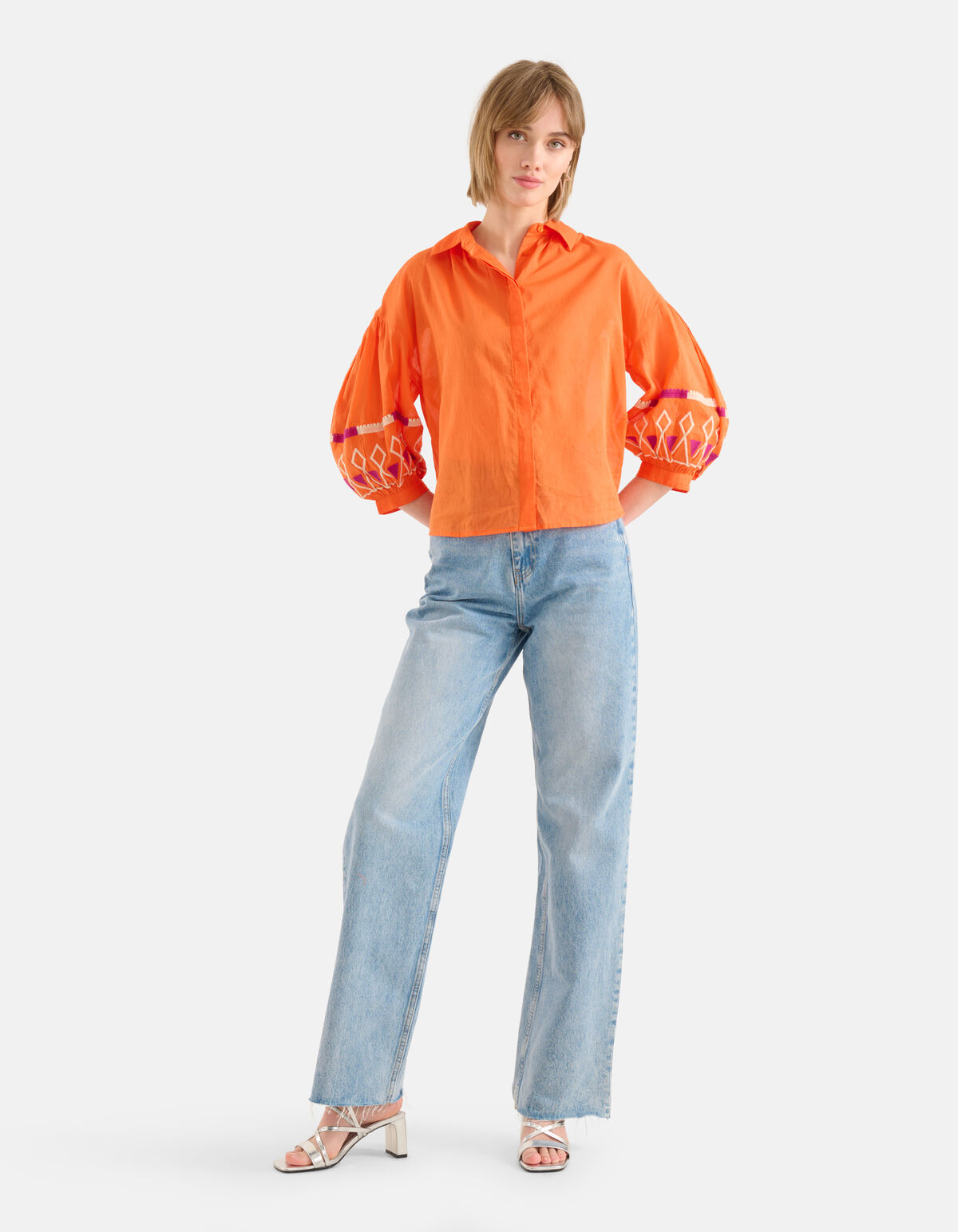 Voile Embroidery Blouse Oranje SHOEBY WOMEN