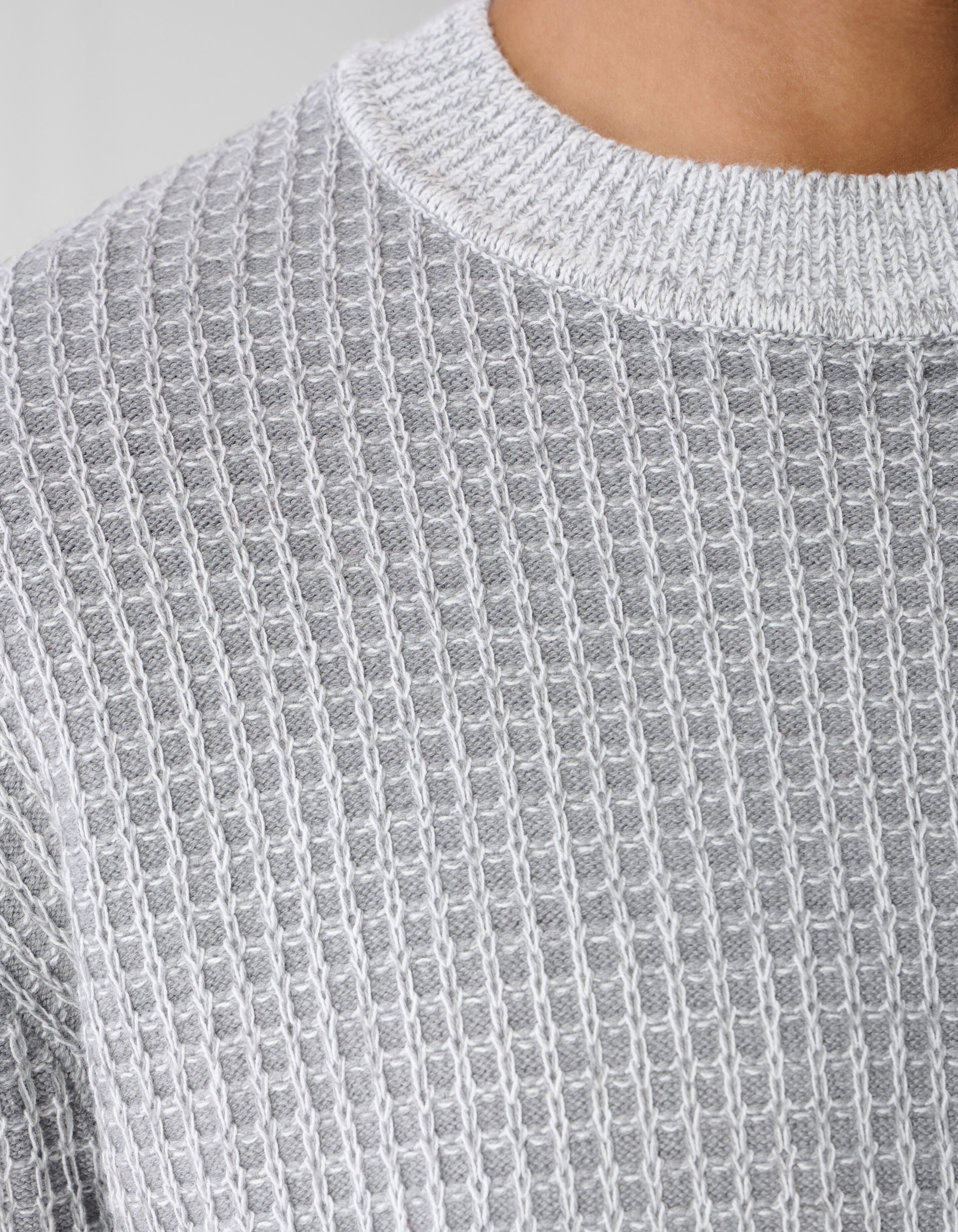 Waffle Crewneck Trui Lichtgrijs SHOEBY MEN